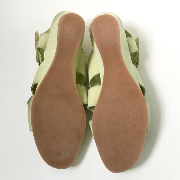 Sudini Lime Green Open Toe Wedge Sandals - Picture 6 of 10